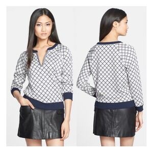 Marc by Marc Jacobs Navy White Chain Link Print Split Neck Sweatshirt Size M